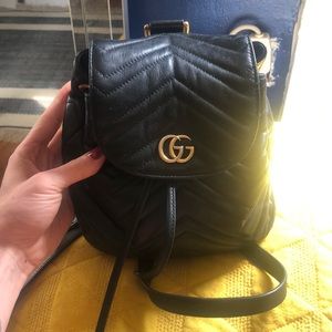 Gucci Black Mini GG Marmont 2.0 Backpack